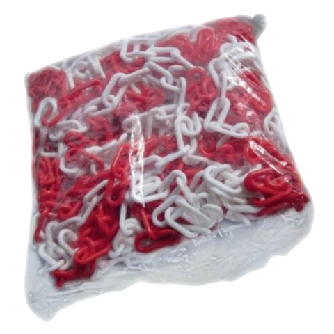 CADENA 6MM PVC ROJO BLANCO 25MT