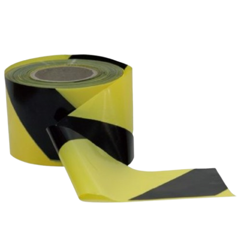 ROLLO CINTA SEÑAL NEGRO AMARILLO 10X200M GALGA 300