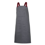 DELANTAL CANVAS PETO GRIS-GRANATE VELILLA