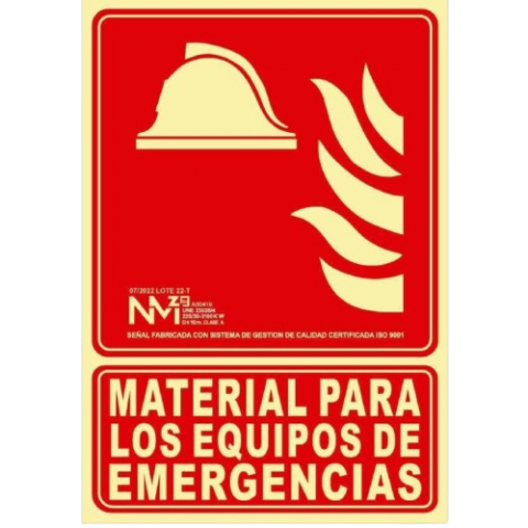 SEÑAL MATERIAL EQUIPOS EMERGENCIAS 21x30 CM