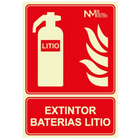 SEÑAL EXTINTOR BATERÍAS LITIO 21x30