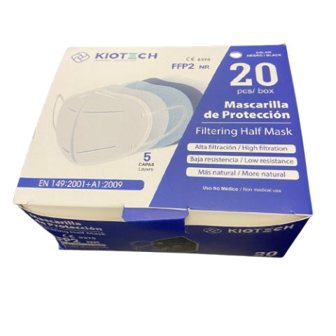 MASCARILLA FFP2 NEGRA KIO CAJA 20 UN.