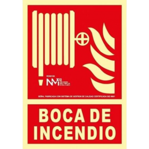 SEÑAL FOTOLUMINISCENTE BOCA DE INCENDIOS 21X30
