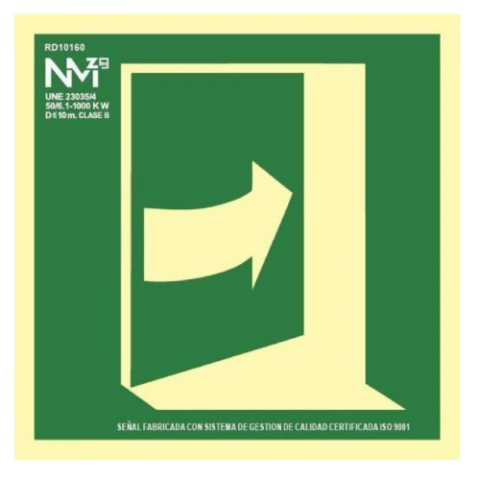 SEÑAL PUERTA EVACUACIÓN DERECHA 21x21 CM