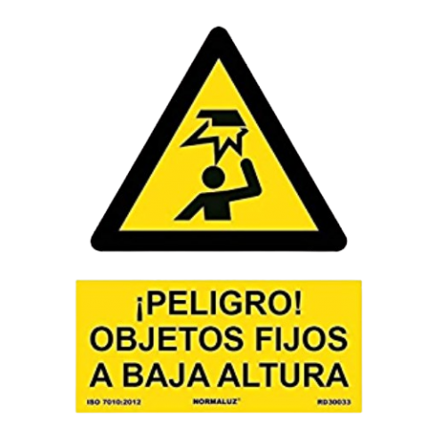 PELIGRO OBJETOS FIJOS A BAJA ALTURA 21x30