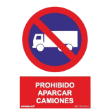 SEÑAL PROHIBIDO APARCAR CAMIONES 21x30 CM