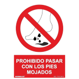 SEÑAL PROHIBIDO PIES MOJADO 21x30 CM