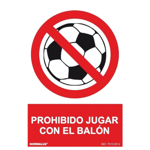 SEÑAL PROHIBIDO JUGAR BALON 21x30 CM