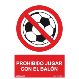 SEÑAL PROHIBIDO JUGAR BALON 21x30 CM
