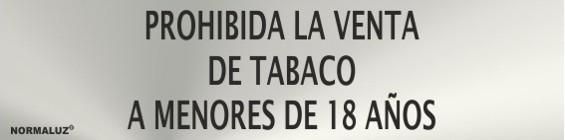 SEÑAL INOX 20X5 PROHIBIDO VENTA TABACO MENORES 18