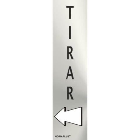 SEÑAL INOX. ADHES. TIRAR CON FLECHA 200x50mm