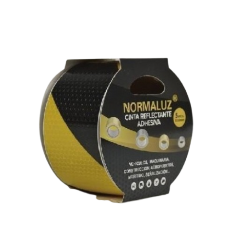 CINTA AMA/NEGRA ADHESIVA REFLECTANTE 5cm x5m.