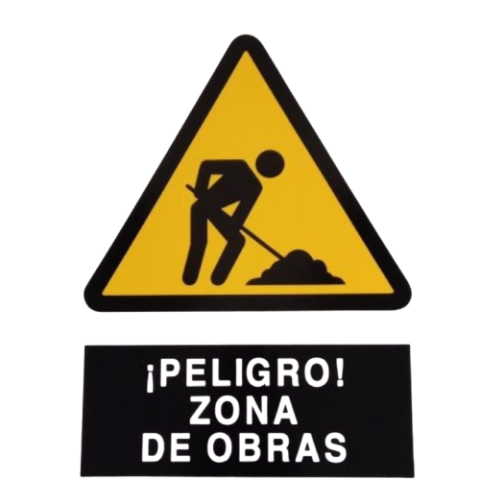 SEÑAL PELIGRO ZONA OBRAS 21X29CM