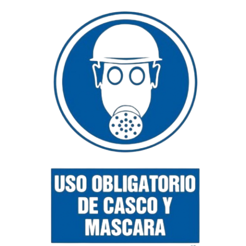 SEÑAL USO OBLIGATORIO CASCO Y MÁSCARA 21X29CM