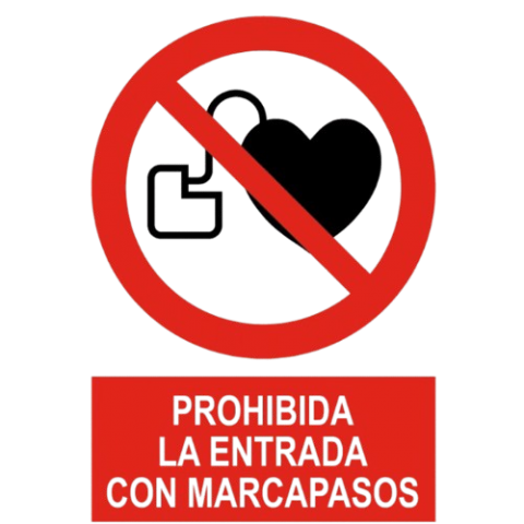 SEÑAL PROHIBDA ENTRADA CON MARCAPASO 21X29CM